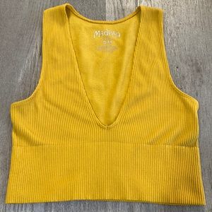 Yellow Ribbed Crop Top